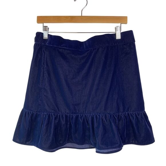 J. Crew Blue Velvet Peplum Mini Skirt w/pockets Size M - Picture 2 of 8